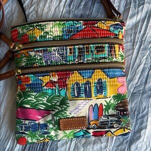 Dooney & Bourke Sandbar Triple Zip Multicolor Crossbody Bag